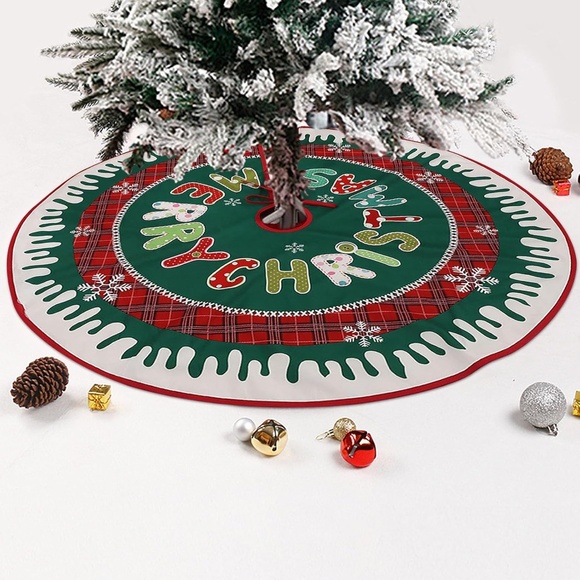 Christmas Tree Skirt Red Xmas Tree Ornaments 36 Inches Rustic White Tree Skirt - Picture 1 of 9